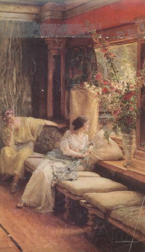 Alma-Tadema, Sir Lawrence Vain Courtship (mk24) Norge oil painting art